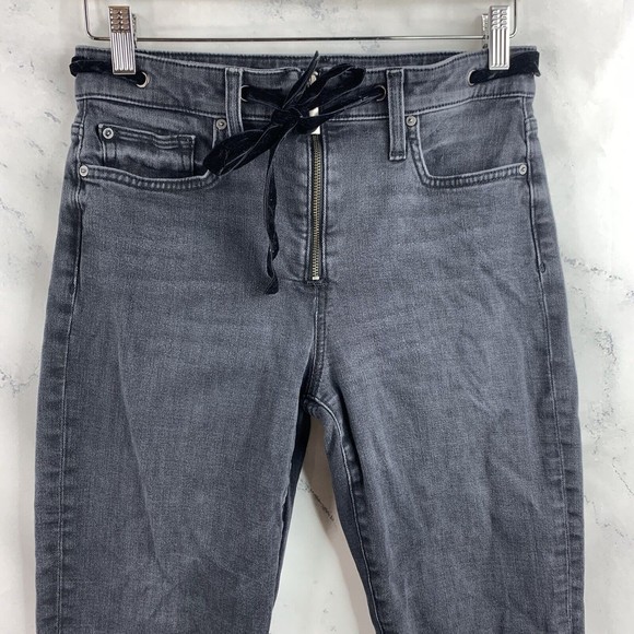 Joe’s Jeans Sz 28  The Callie Velvet Trim High Waist Crop Bootcut Jeans Gray - Picture 4 of 16